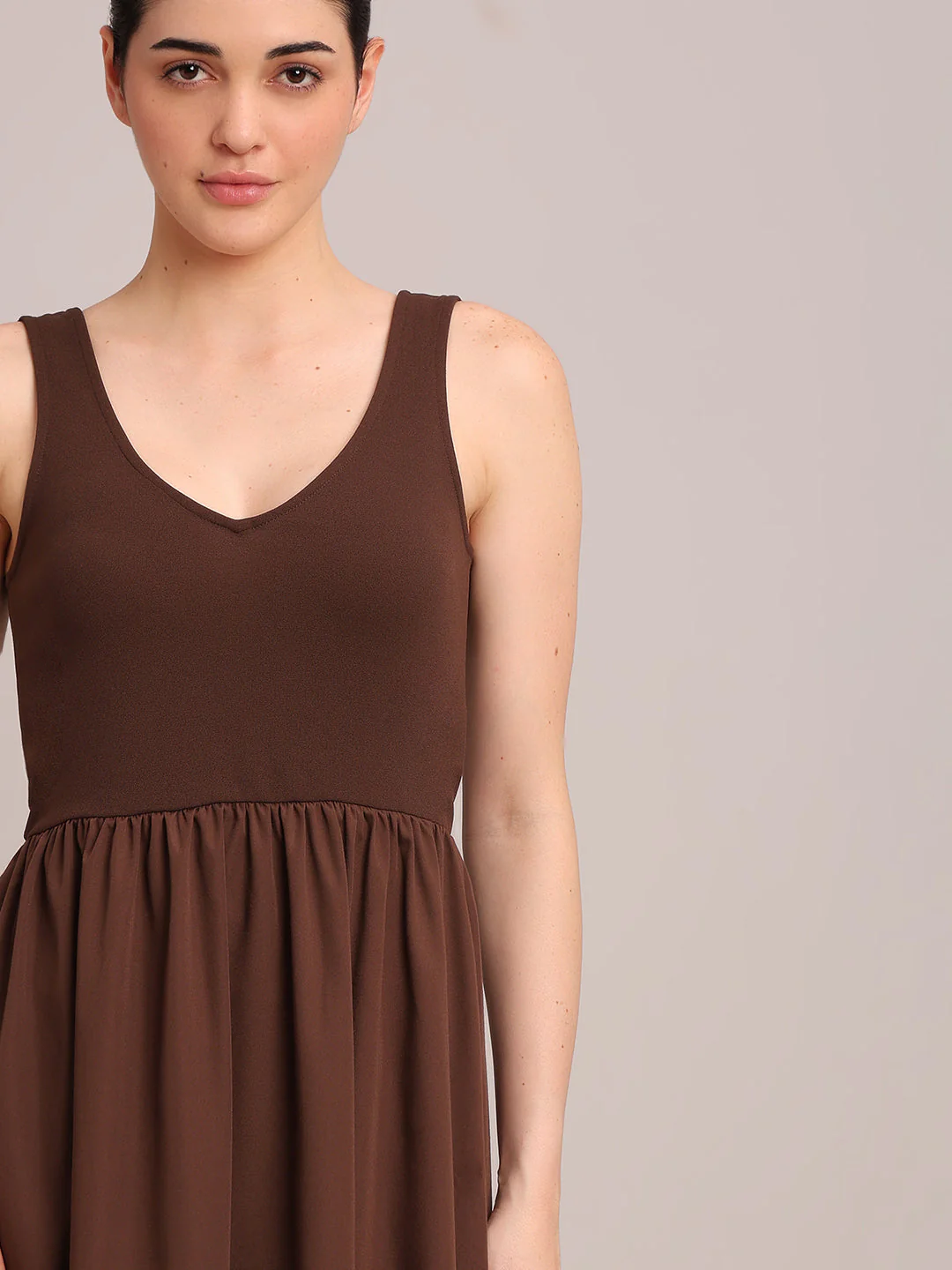 Brown Sleeveless Long Dress - Image 5