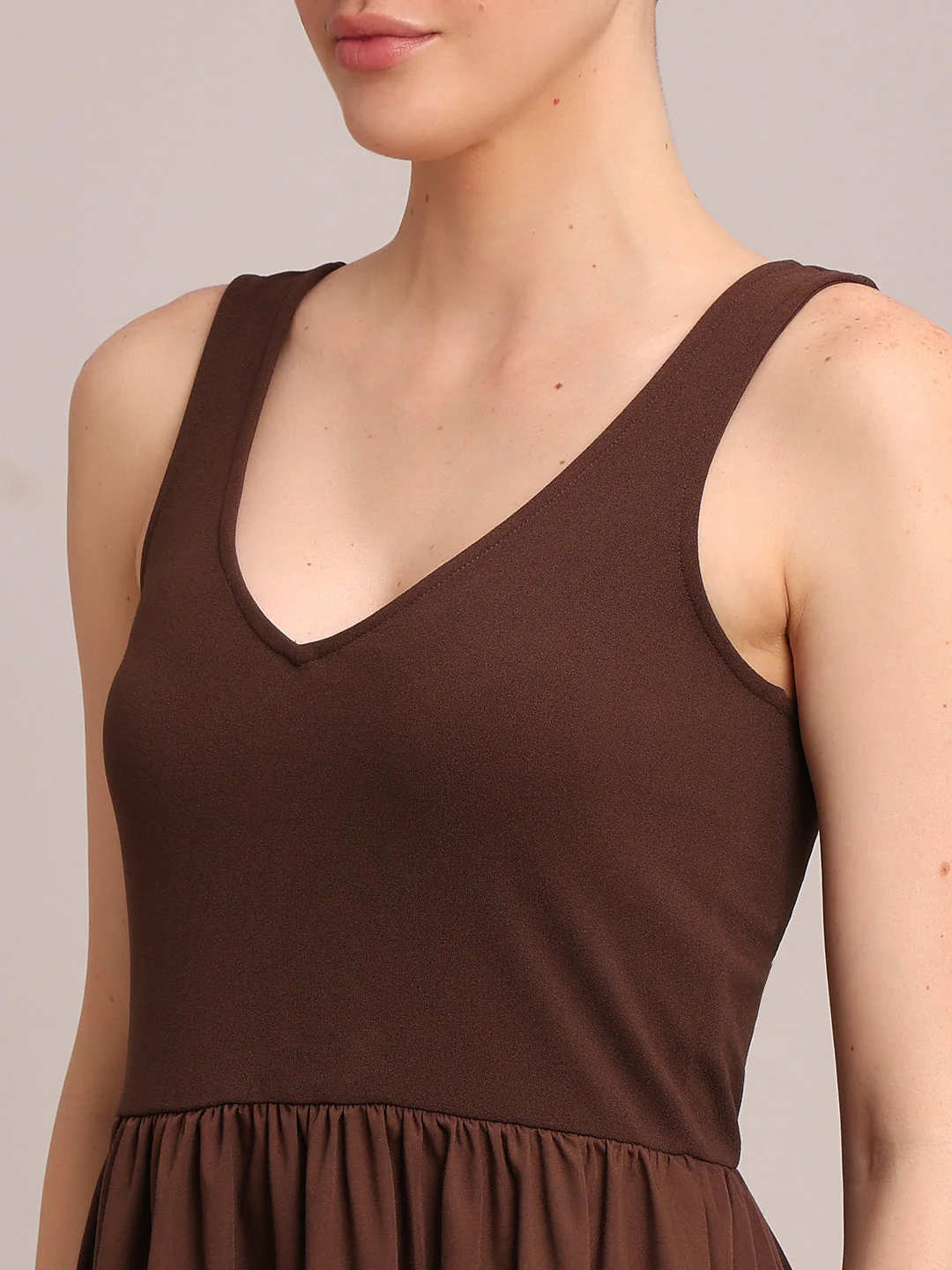 Brown Sleeveless Long Dress - Image 6