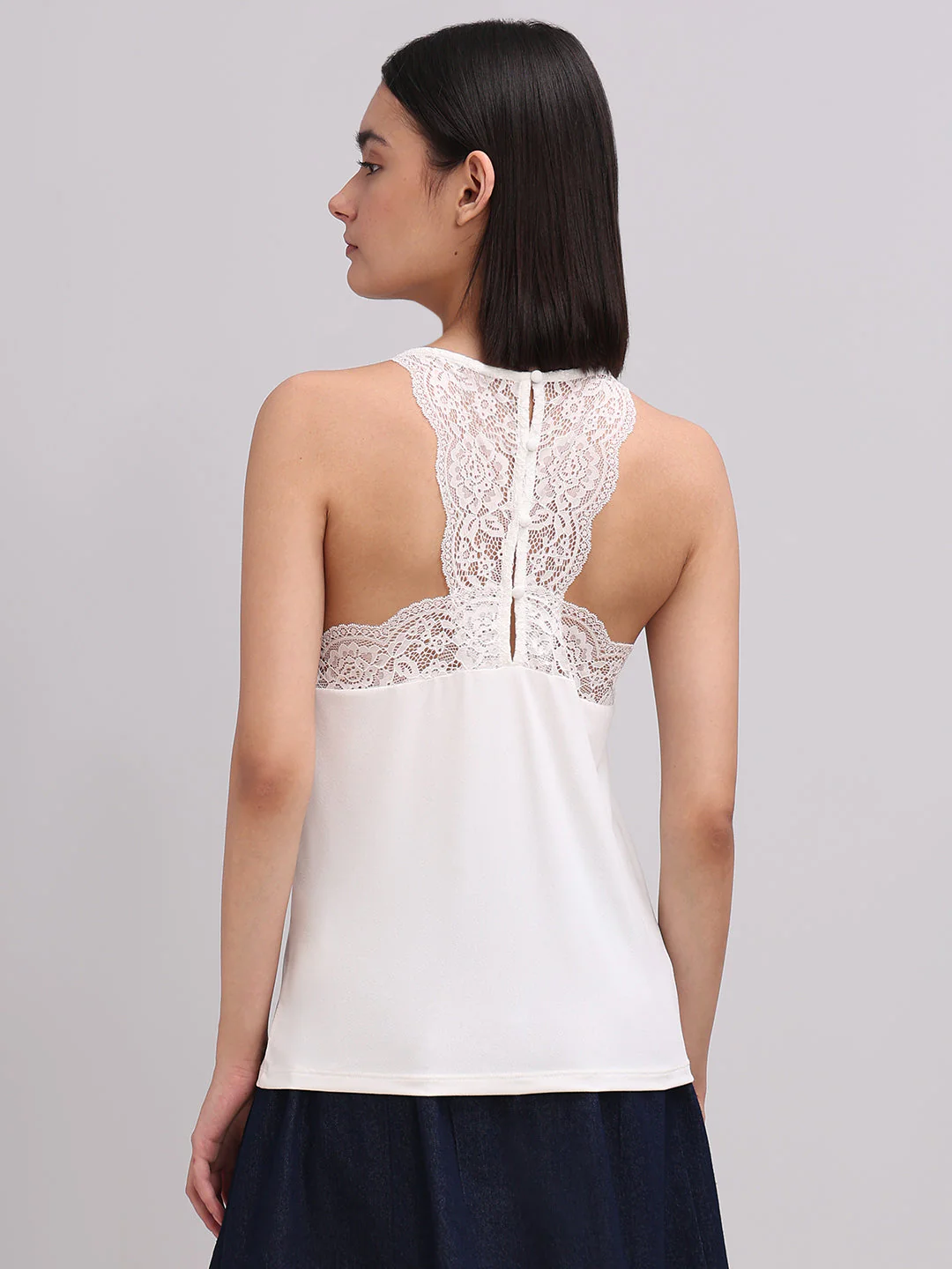 White Lace Detail Cami Top - Image 4