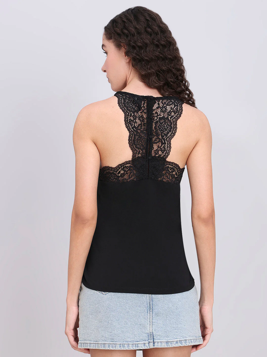 Black Lace Detail Cami Top - Image 4