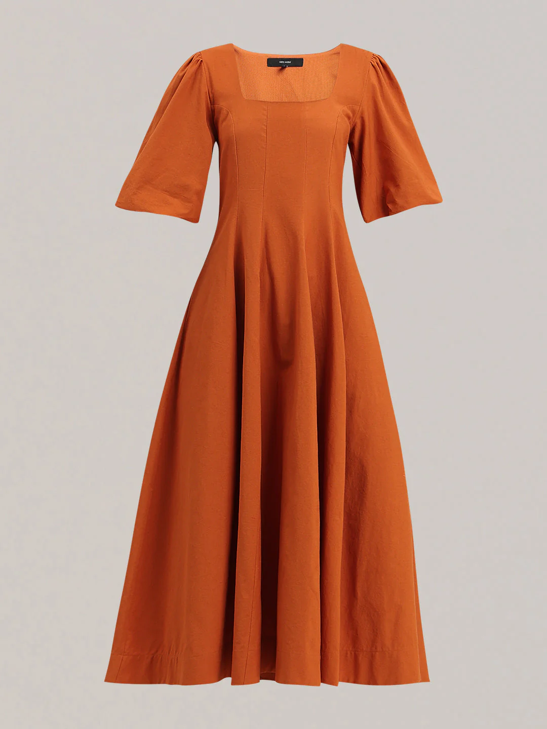 Rust Square Neck Midi Dress - Image 7