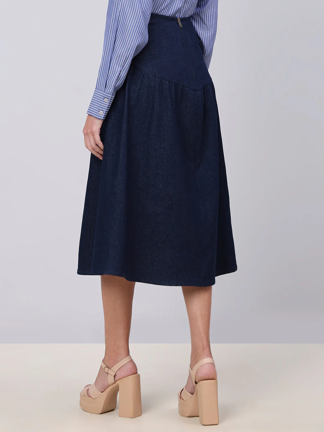 Dark Blue High Rise Denim Skirt - Image 4