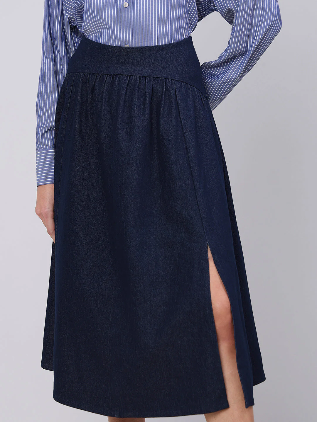 Dark Blue High Rise Denim Skirt - Image 6