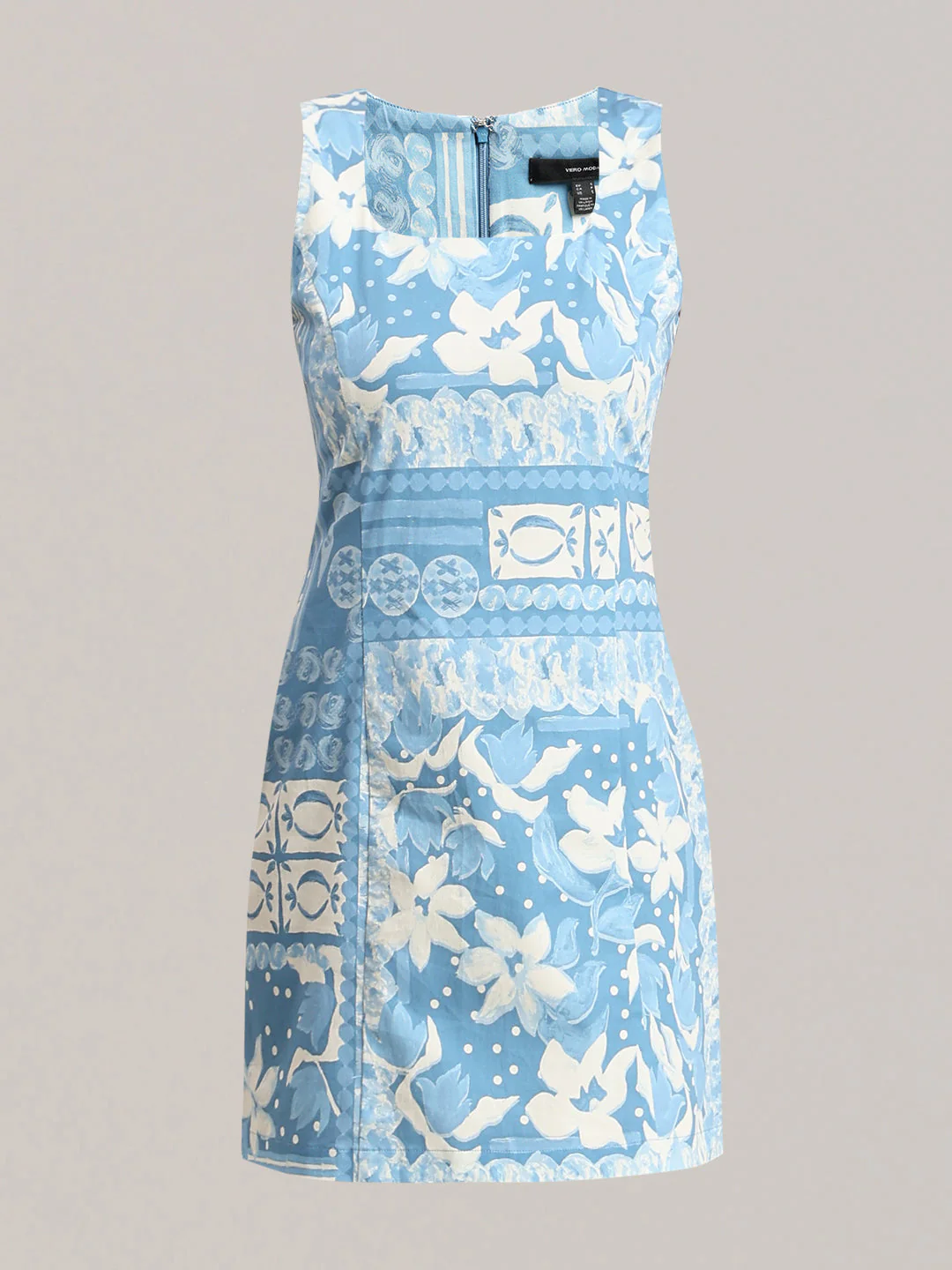 Light Blue Printed Sleeveless Dress - Image 7