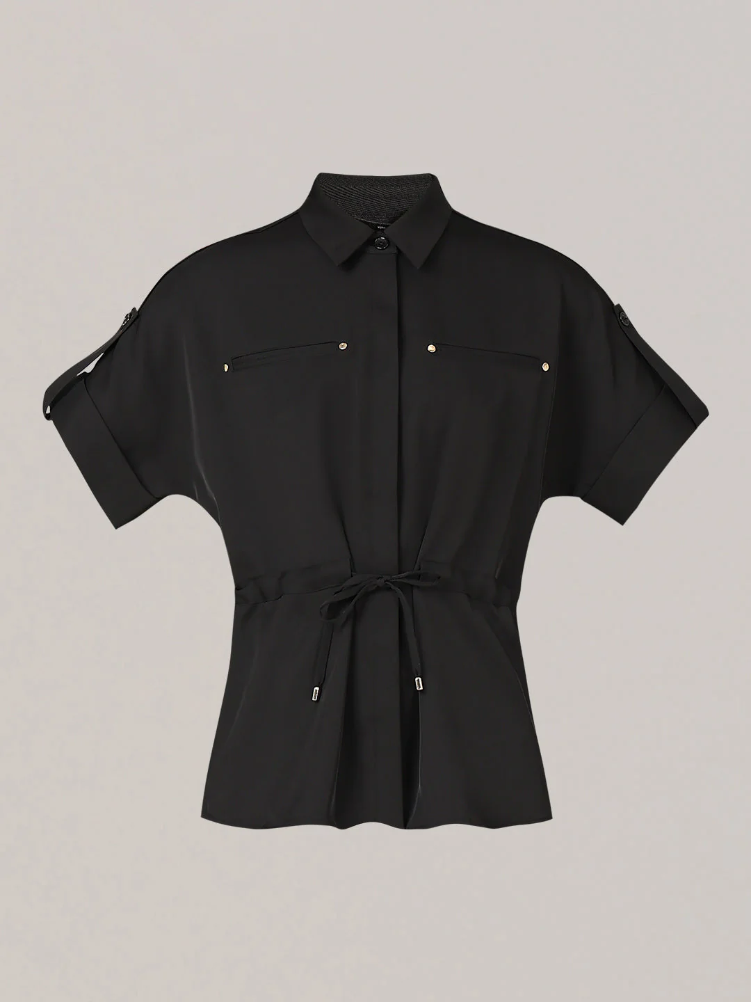 Black Drawstring Waist Shirt - Image 7