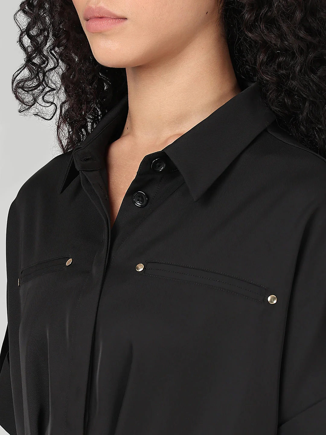 Black Drawstring Waist Shirt - Image 8