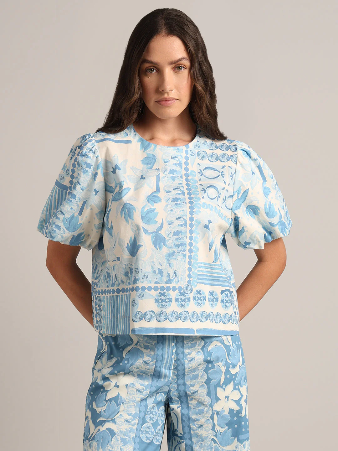 Light Blue Printed Top - Image 2