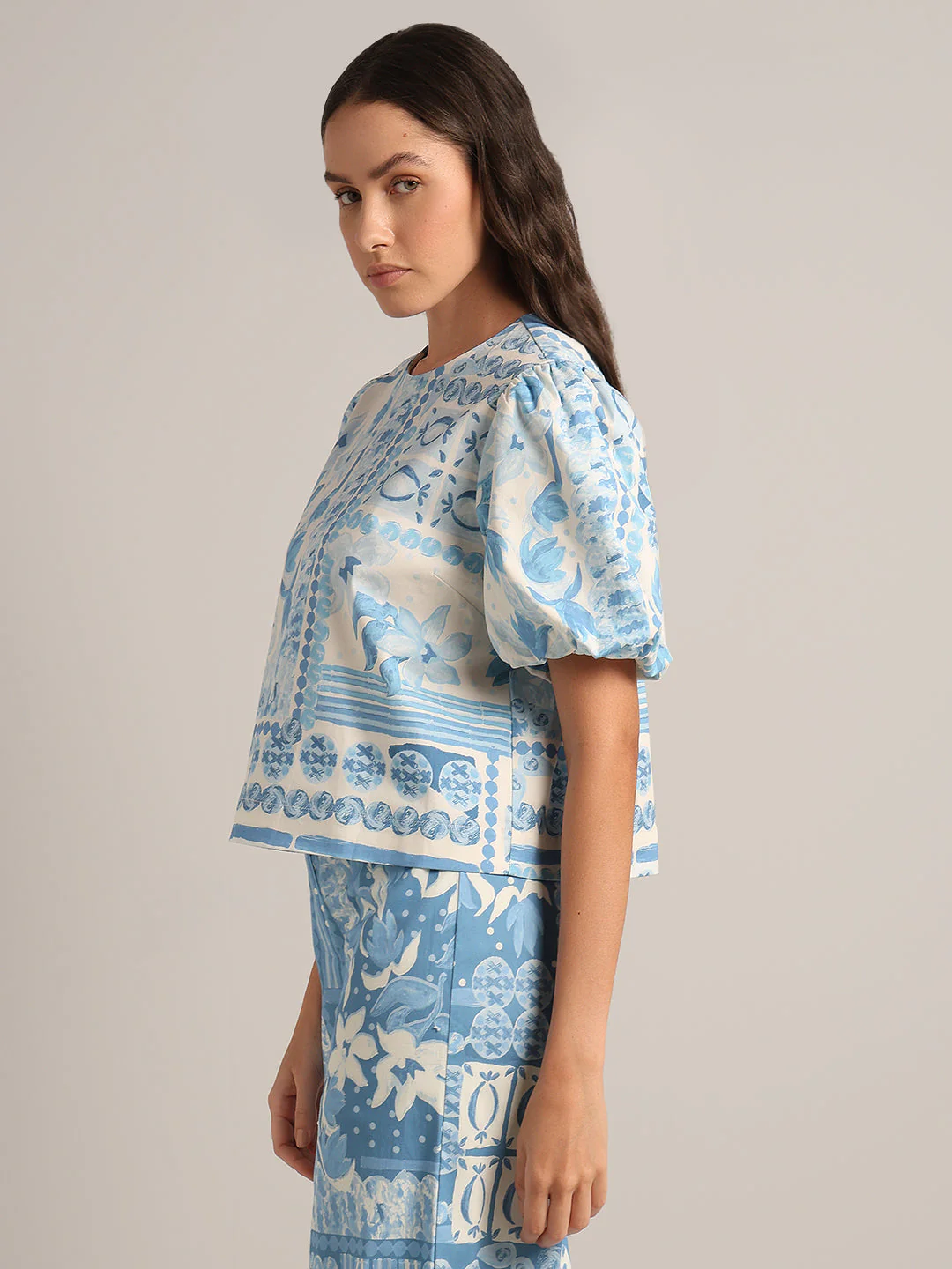 Light Blue Printed Top - Image 3