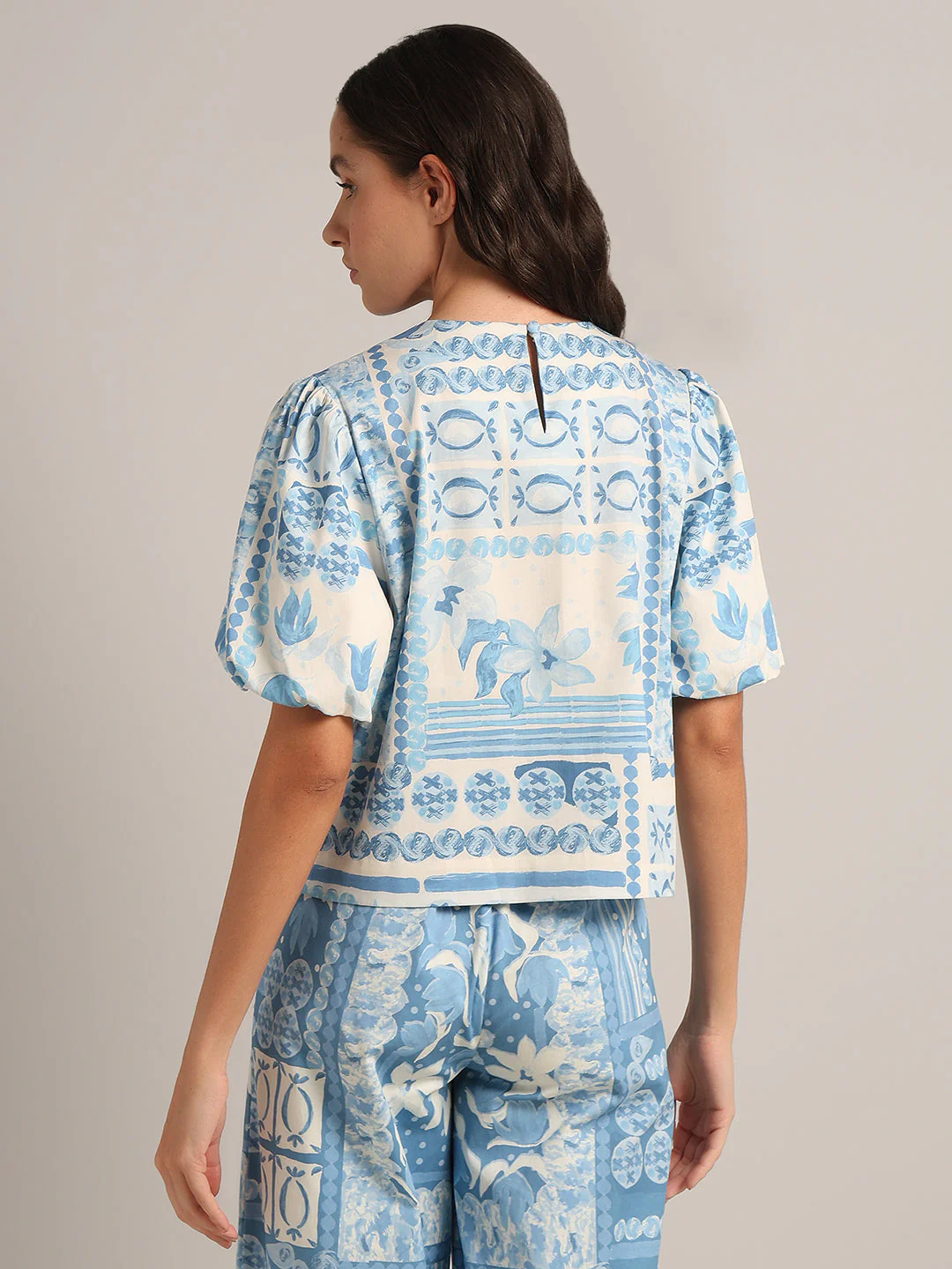 Light Blue Printed Top - Image 4