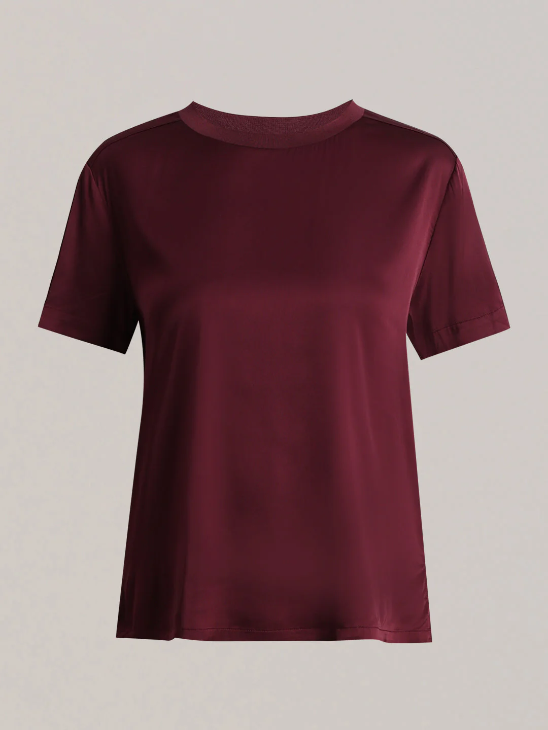 Burgundy Satin Crew-Neck Top - Image 7