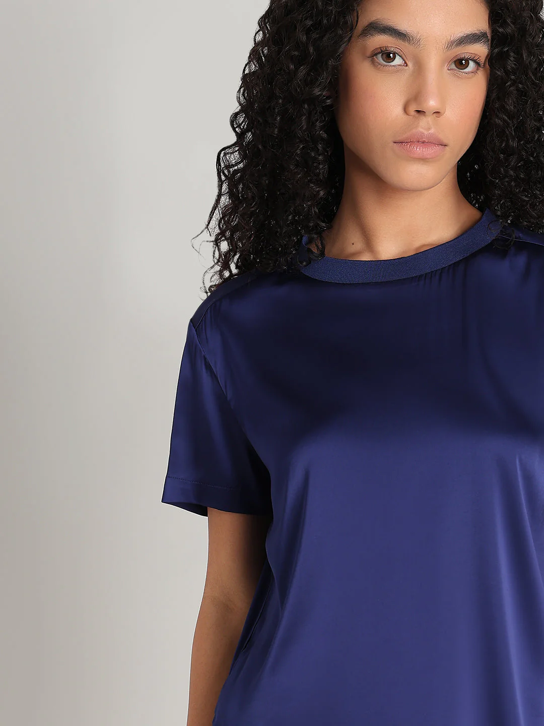 Blue Satin Crew-Neck Top - Image 6