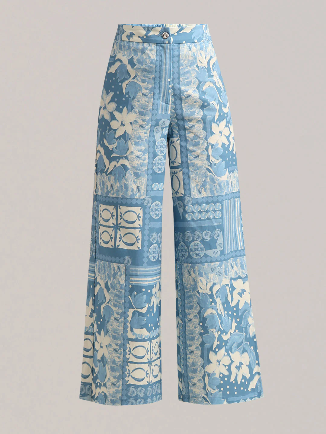 Light Blue High Rise Printed Pants - Image 7
