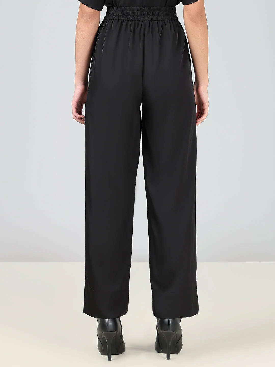 Black High Rise Straight Fit Trousers - Image 4