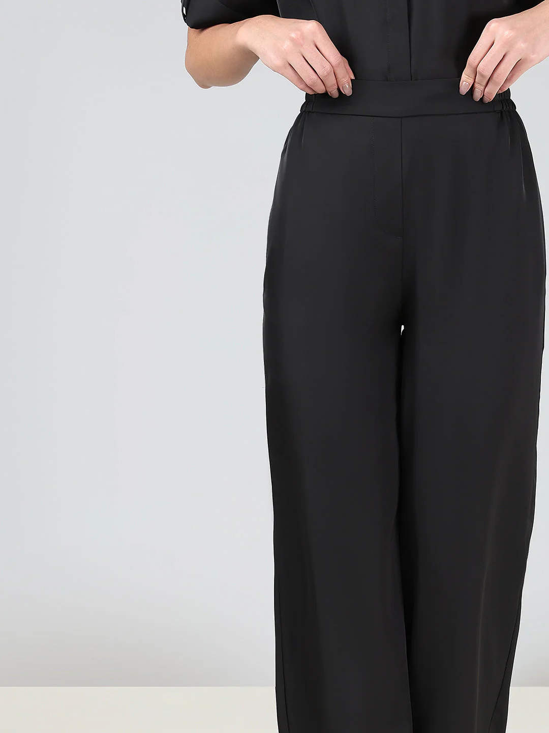Black High Rise Straight Fit Trousers - Image 6