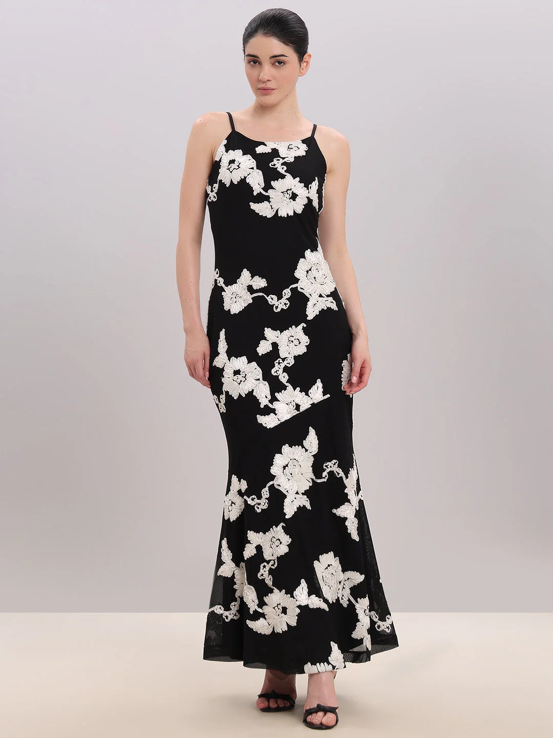 Black Floral Midi Dress - Image 2