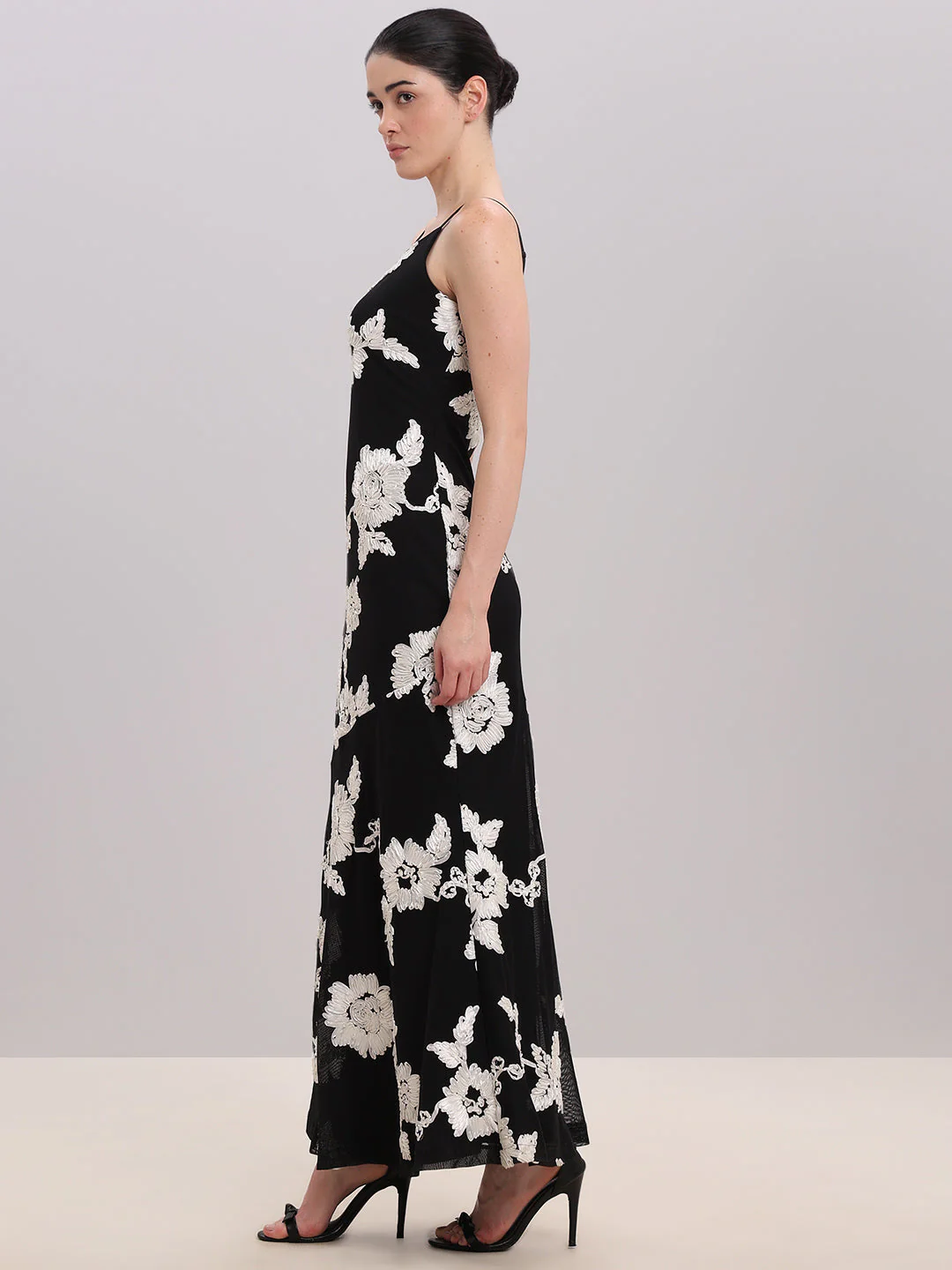 Black Floral Midi Dress - Image 3