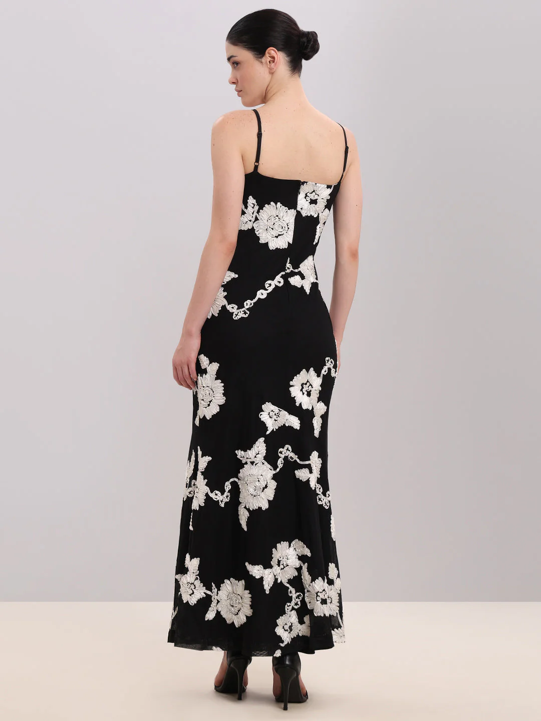 Black Floral Midi Dress - Image 4