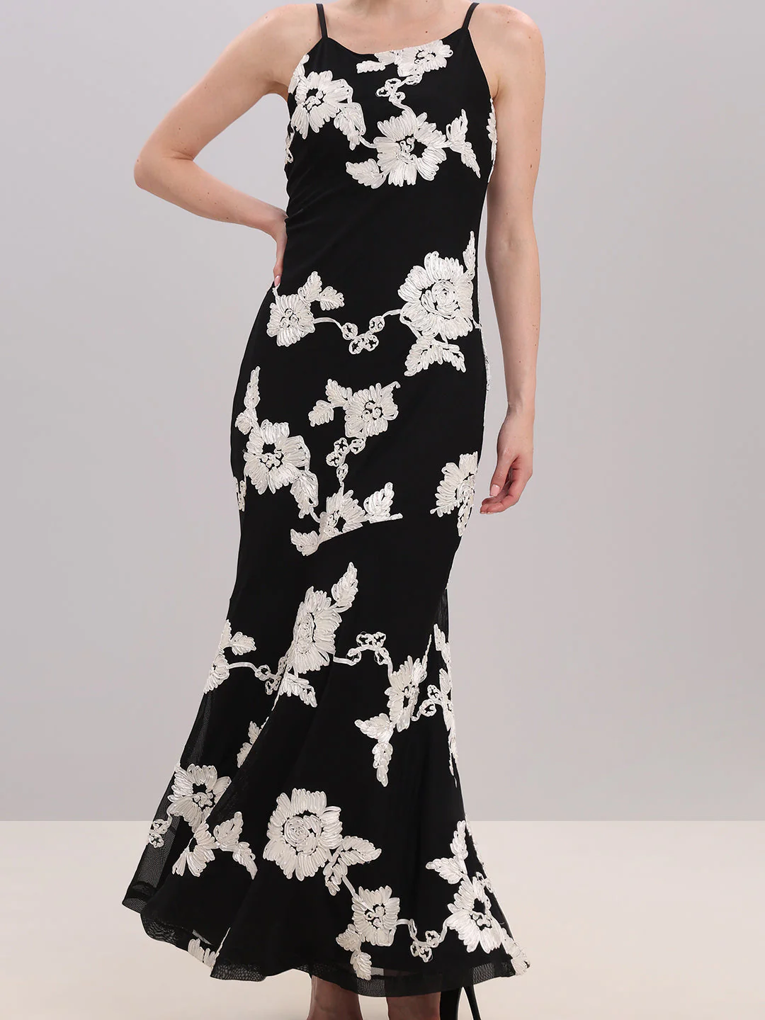 Black Floral Midi Dress - Image 5
