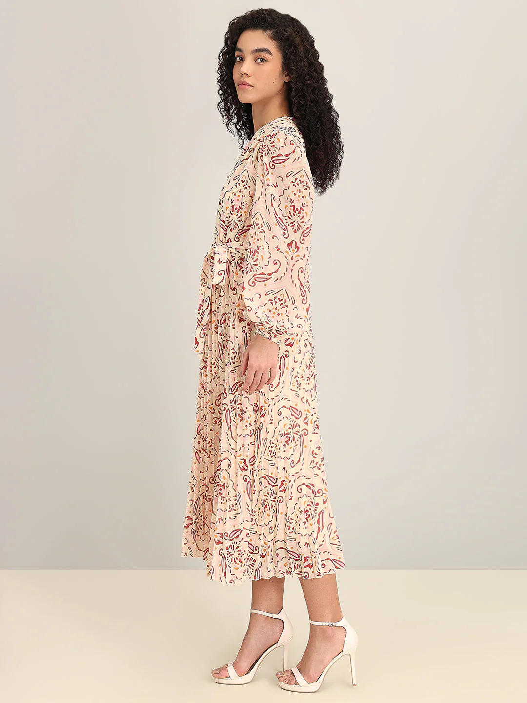 Peach Printed Maxi Dress - Image 3
