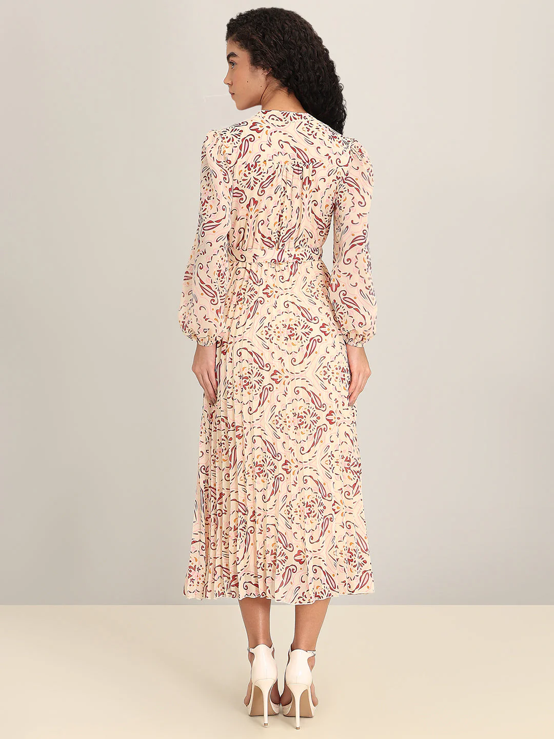 Peach Printed Maxi Dress - Image 4