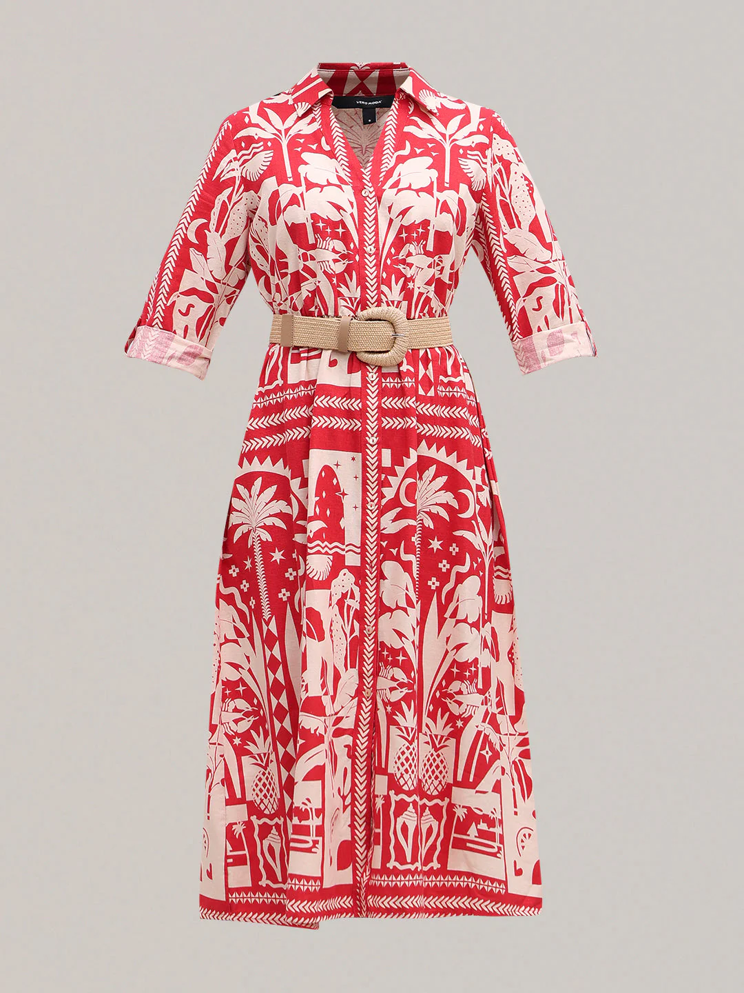 Ecru Printed Belted Shirt Dress - Image 7