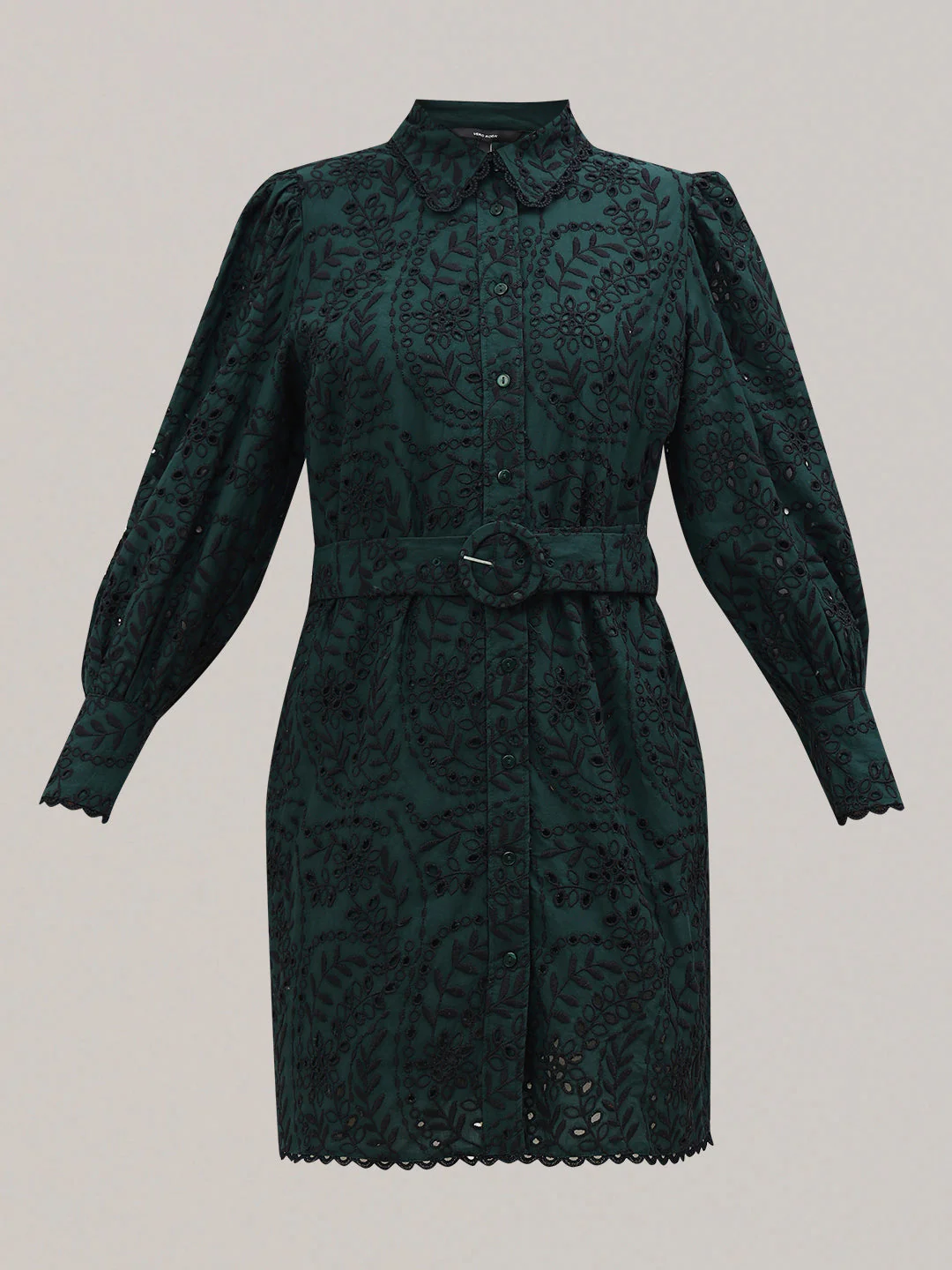 Dark Green Lace Shirt Dress - Image 7