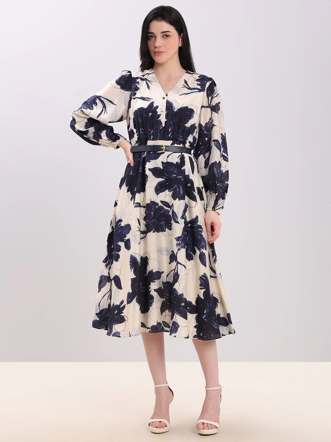 Ecru Floral Midi Dress - Image 2