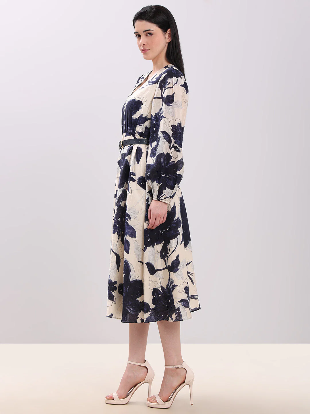 Ecru Floral Midi Dress - Image 3