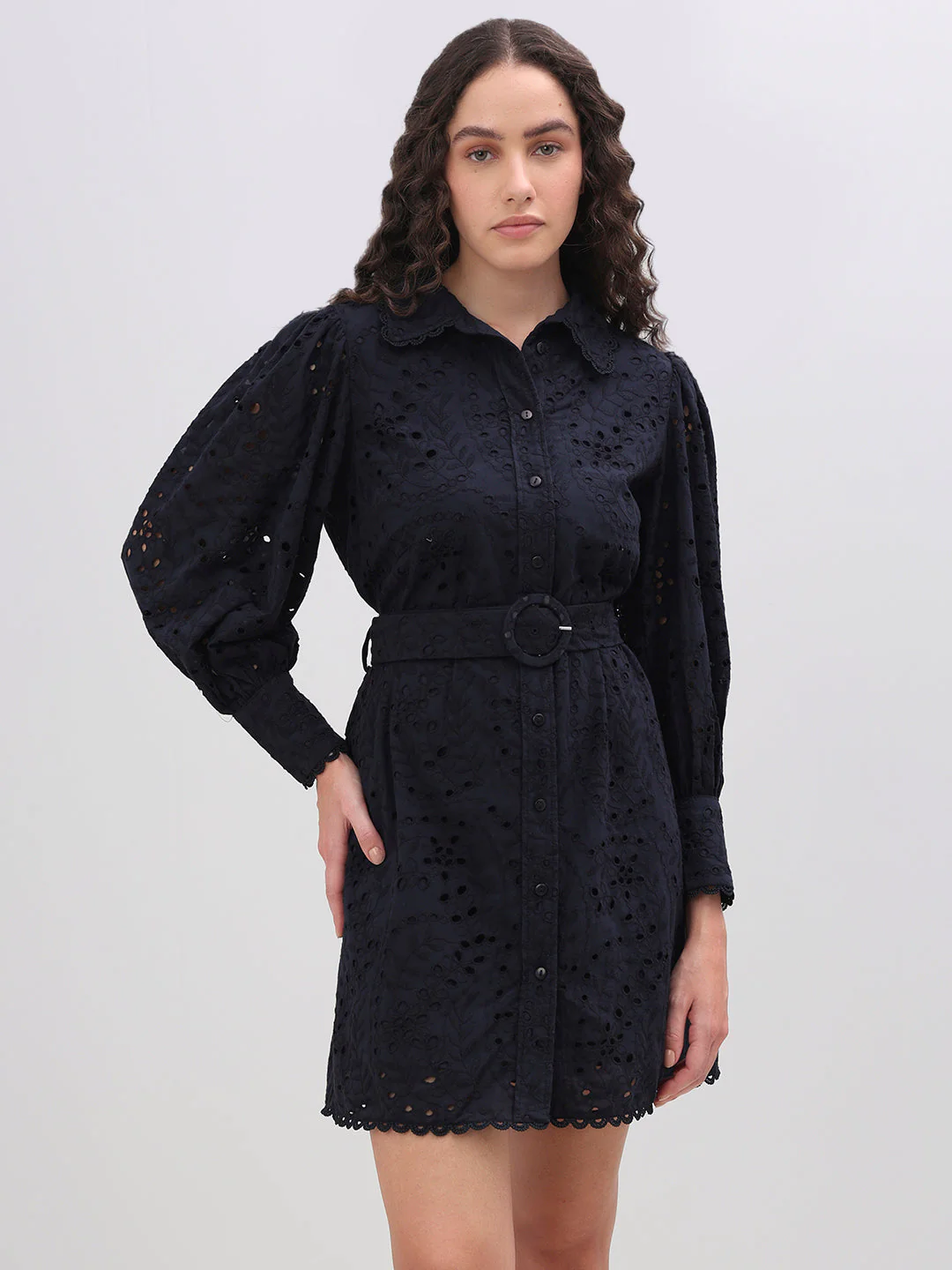 Floral Cut-Work Shirt Dress - Image 2