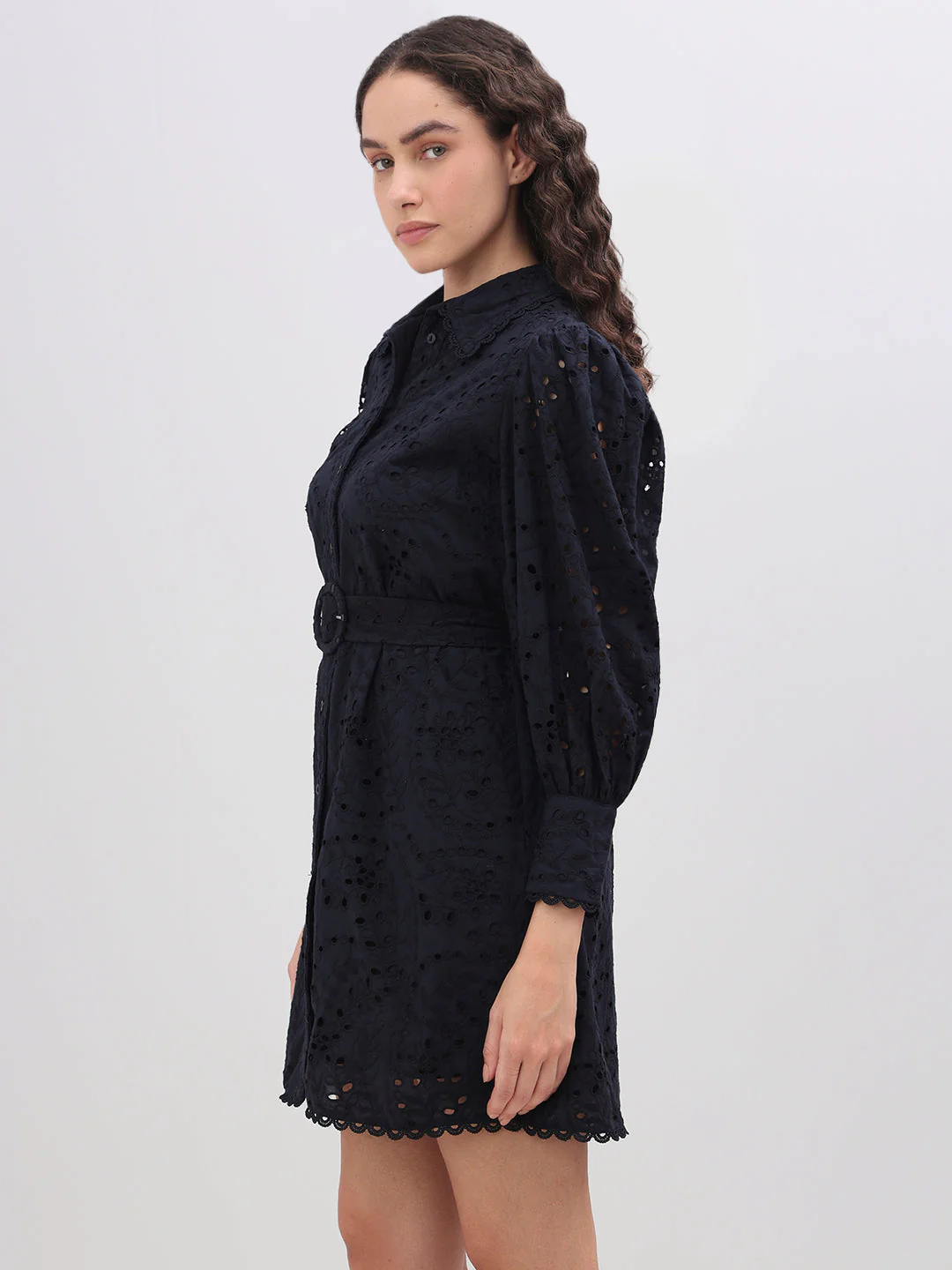 Floral Cut-Work Shirt Dress - Image 3