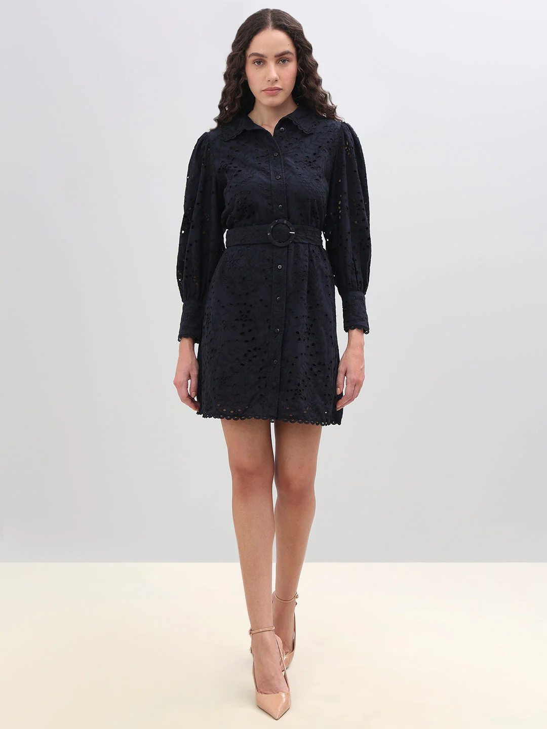 Floral Cut-Work Shirt Dress - Image 5