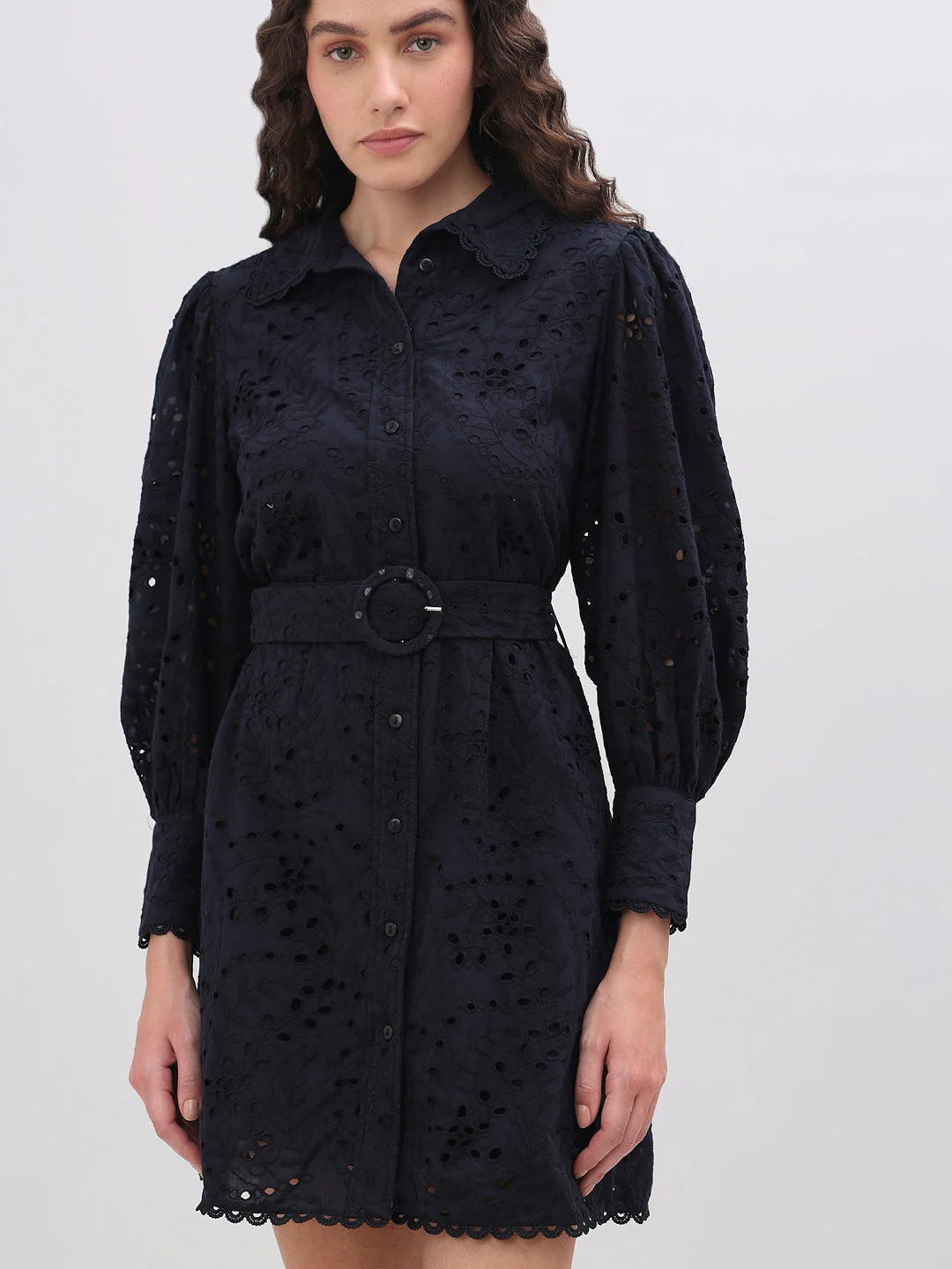 Floral Cut-Work Shirt Dress - Image 6