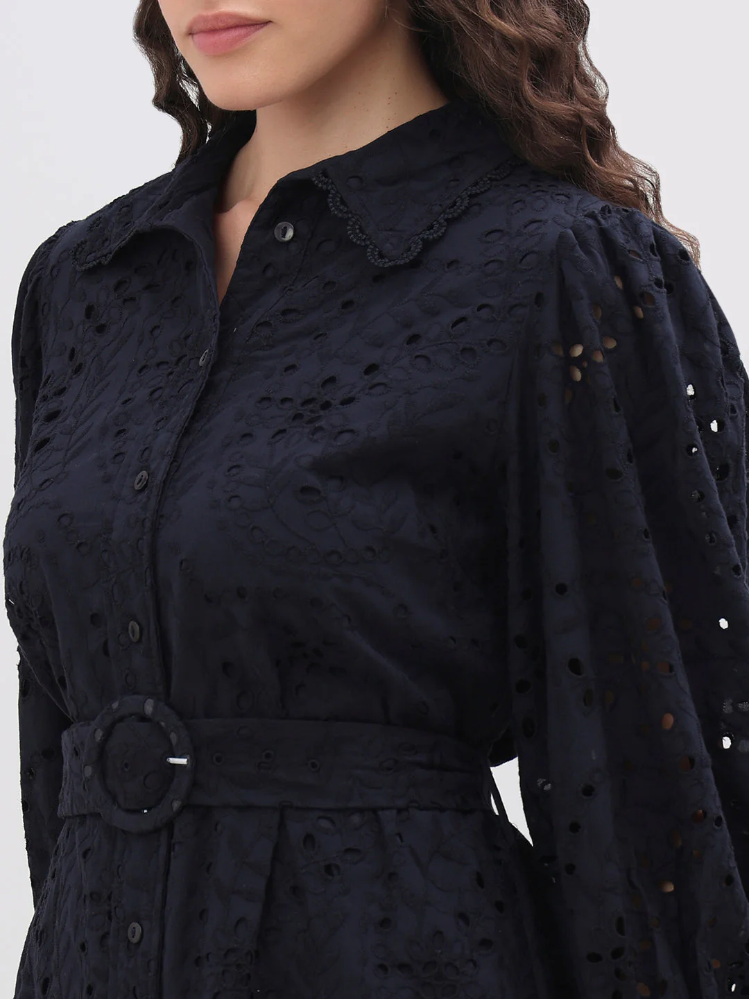 Floral Cut-Work Shirt Dress - Image 8