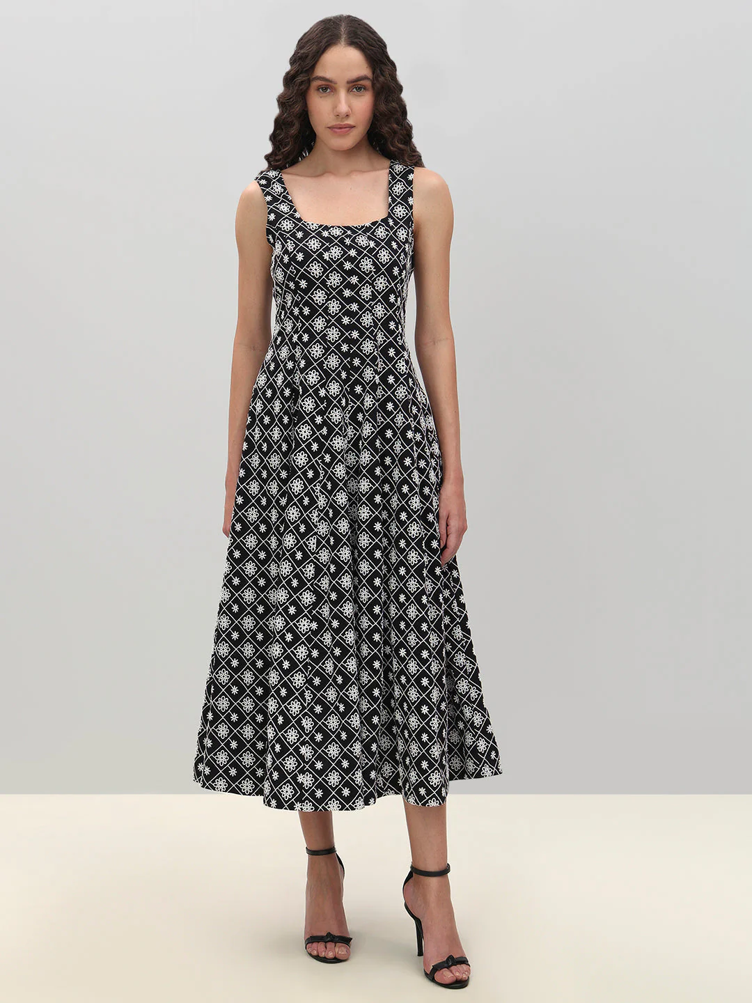 Black Printed Midi Dress - Image 2