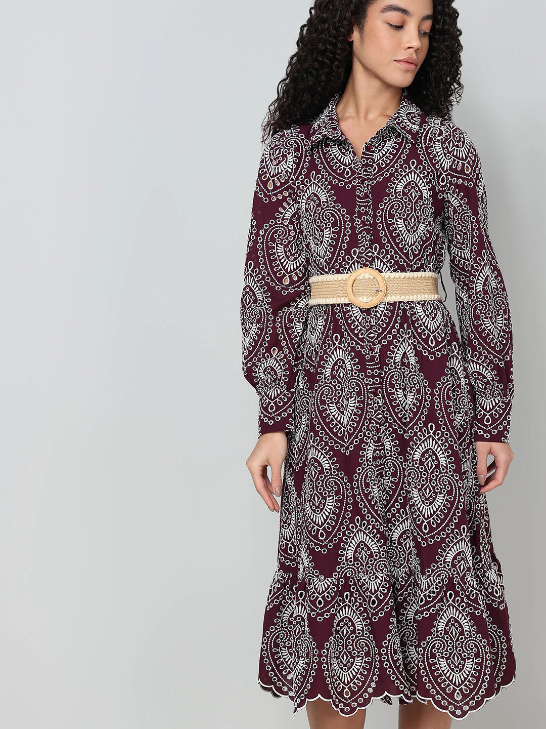 Embroidered Cotton Shirt Dress - Image 5