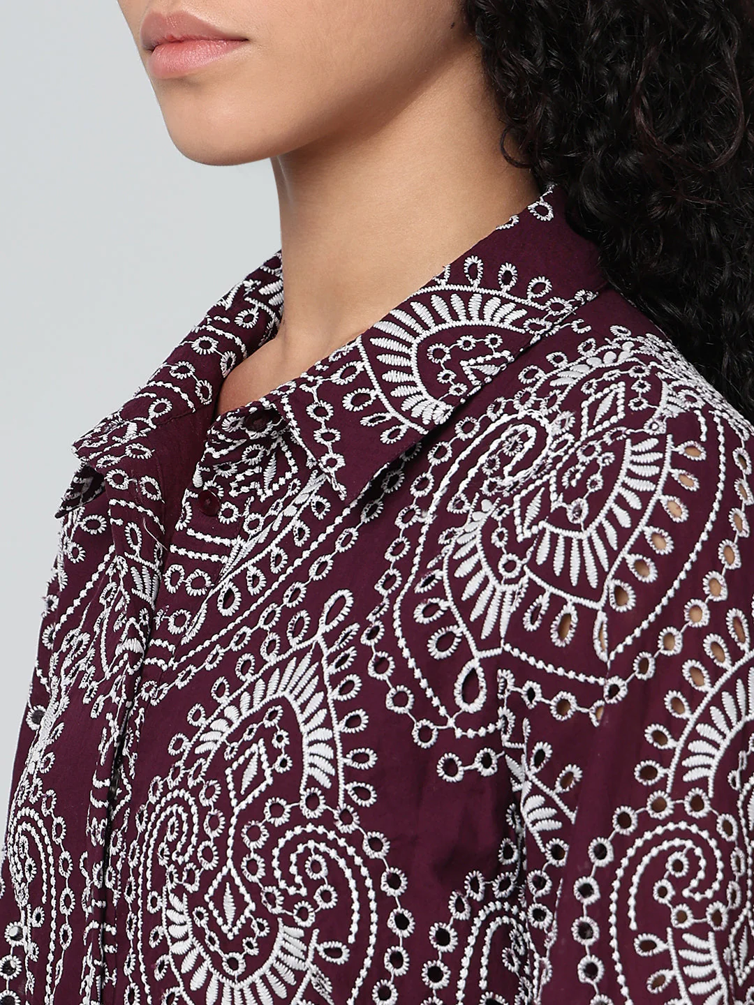 Embroidered Cotton Shirt Dress - Image 6