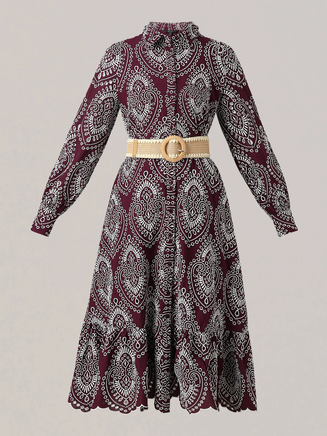 Embroidered Cotton Shirt Dress - Image 7