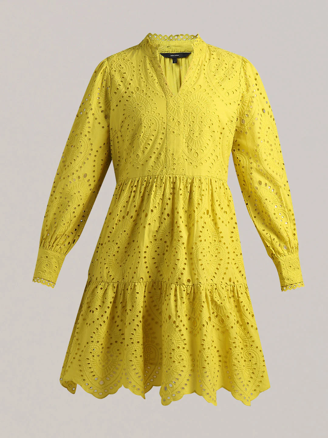 Yellow V-Neck Mini Dress - Image 7