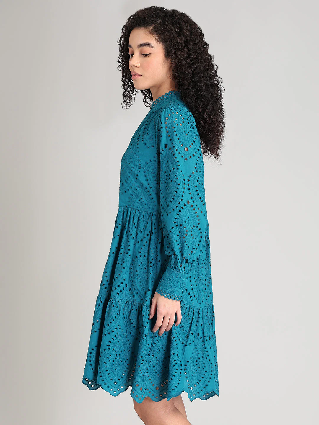 Deep Blue V-Neck Mini Dress - Image 3