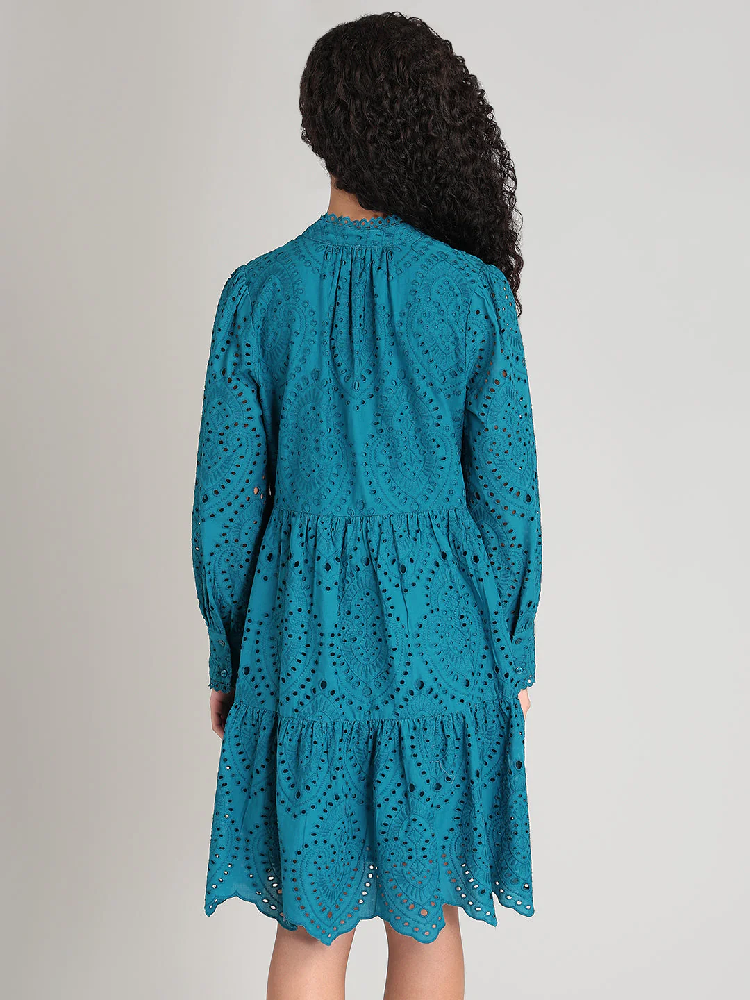 Deep Blue V-Neck Mini Dress - Image 4