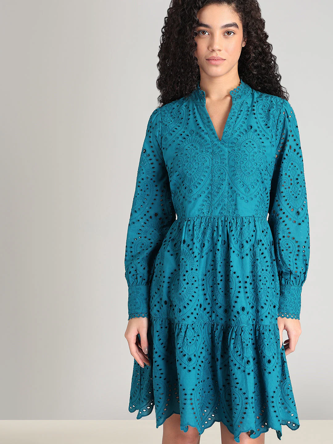 Deep Blue V-Neck Mini Dress - Image 6