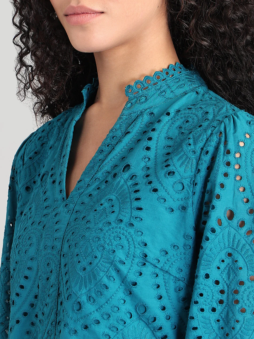 Deep Blue V-Neck Mini Dress - Image 8