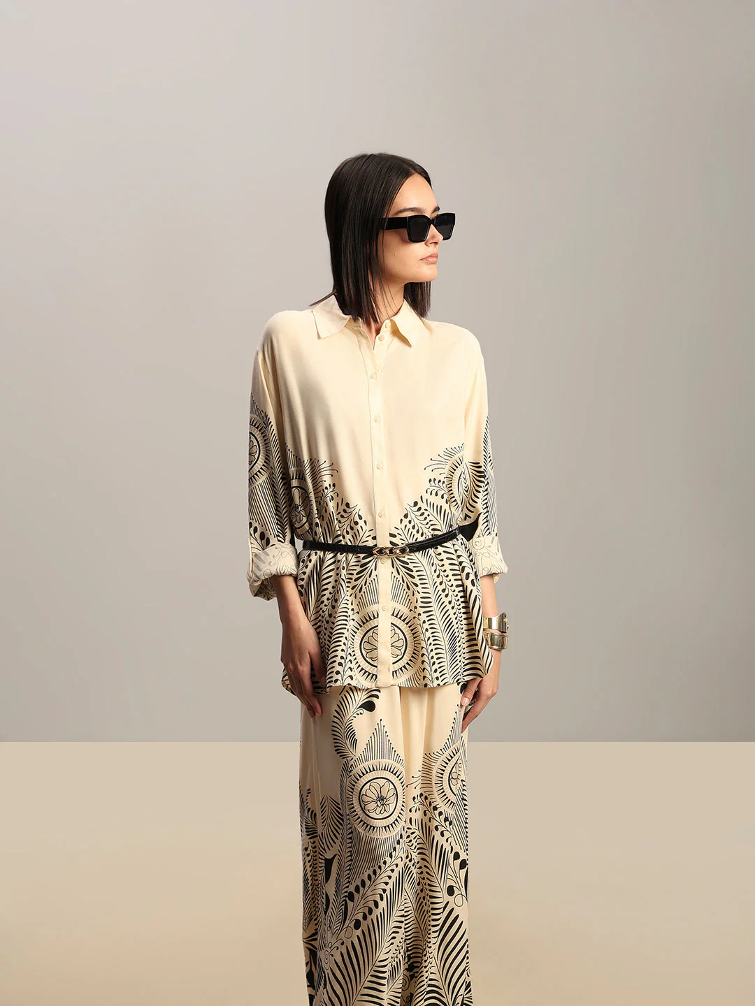 Beige Printed Shirt