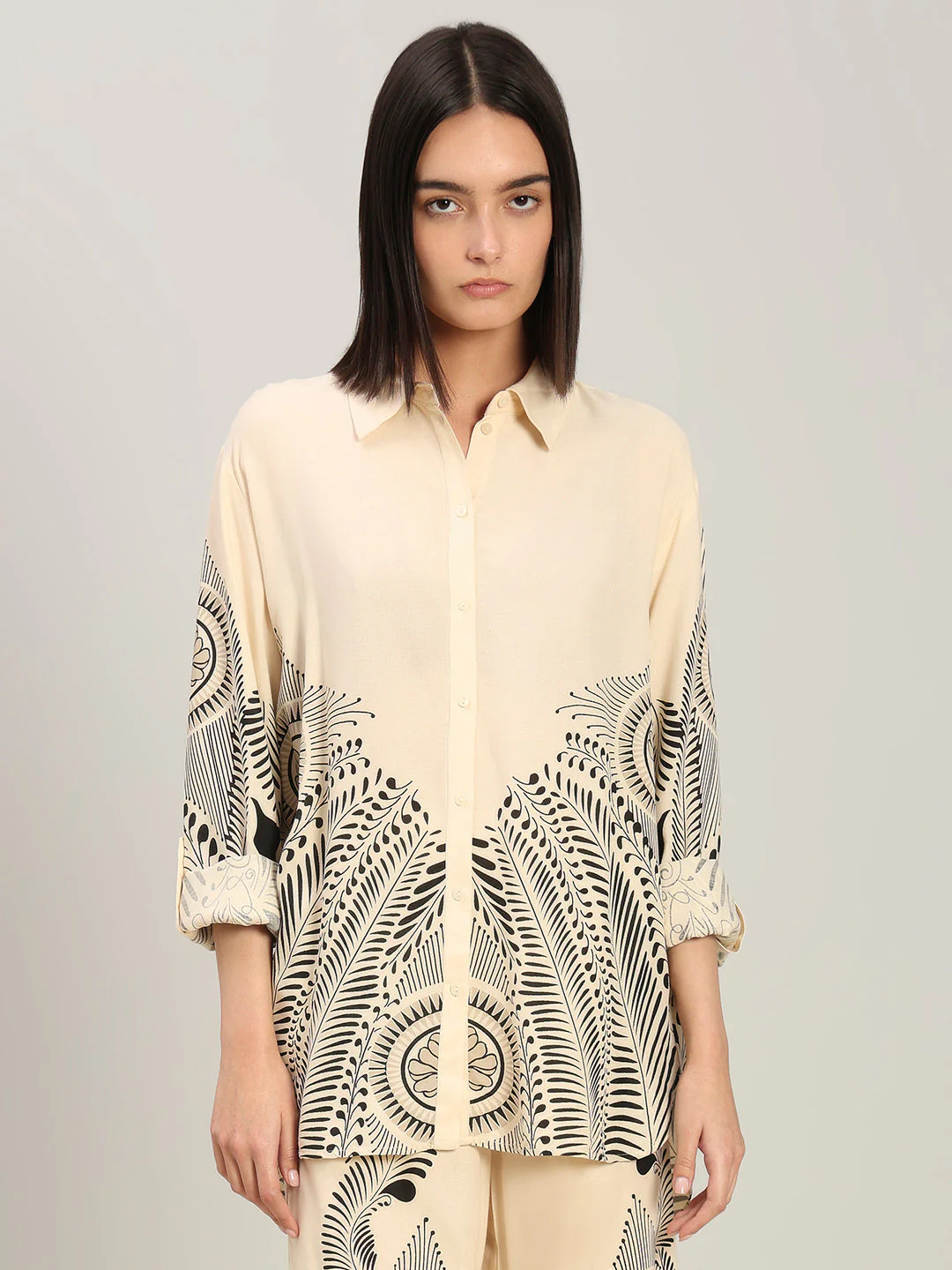 Beige Printed Shirt - Image 2