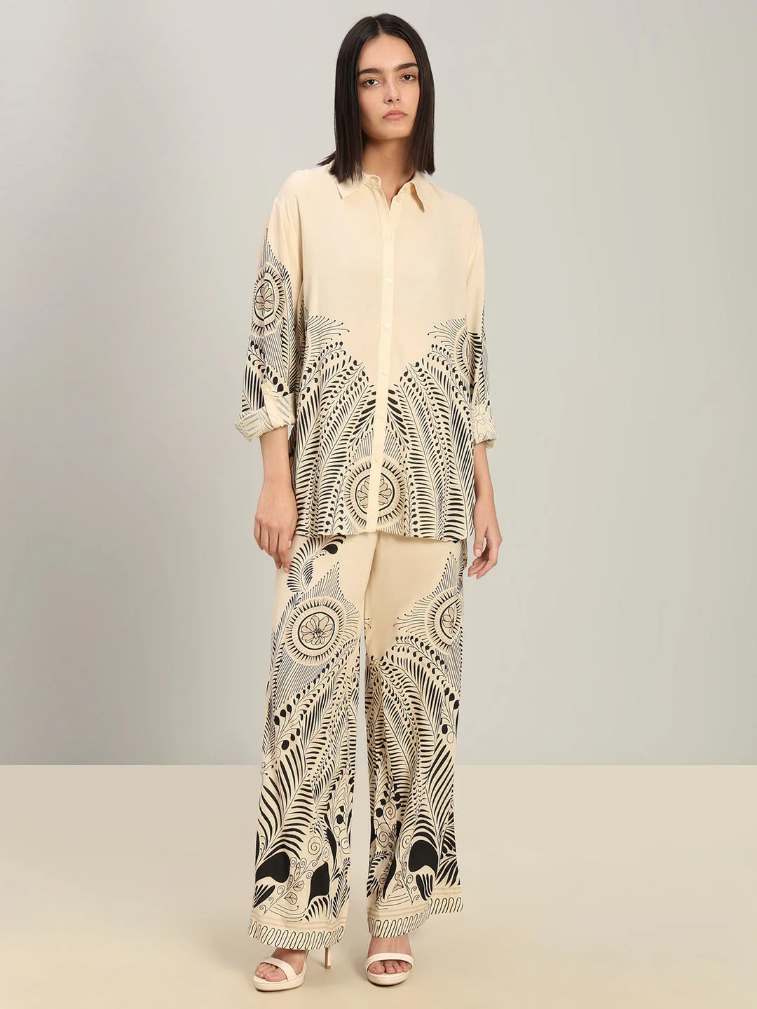 Beige Printed Shirt - Image 5