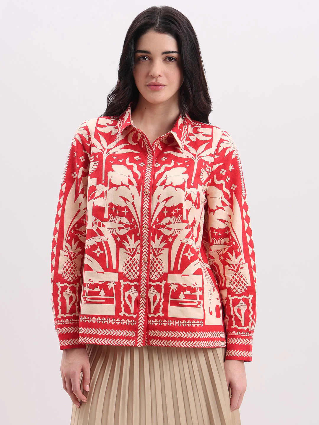 Ecru Printed Button-Down Shirt - Image 2