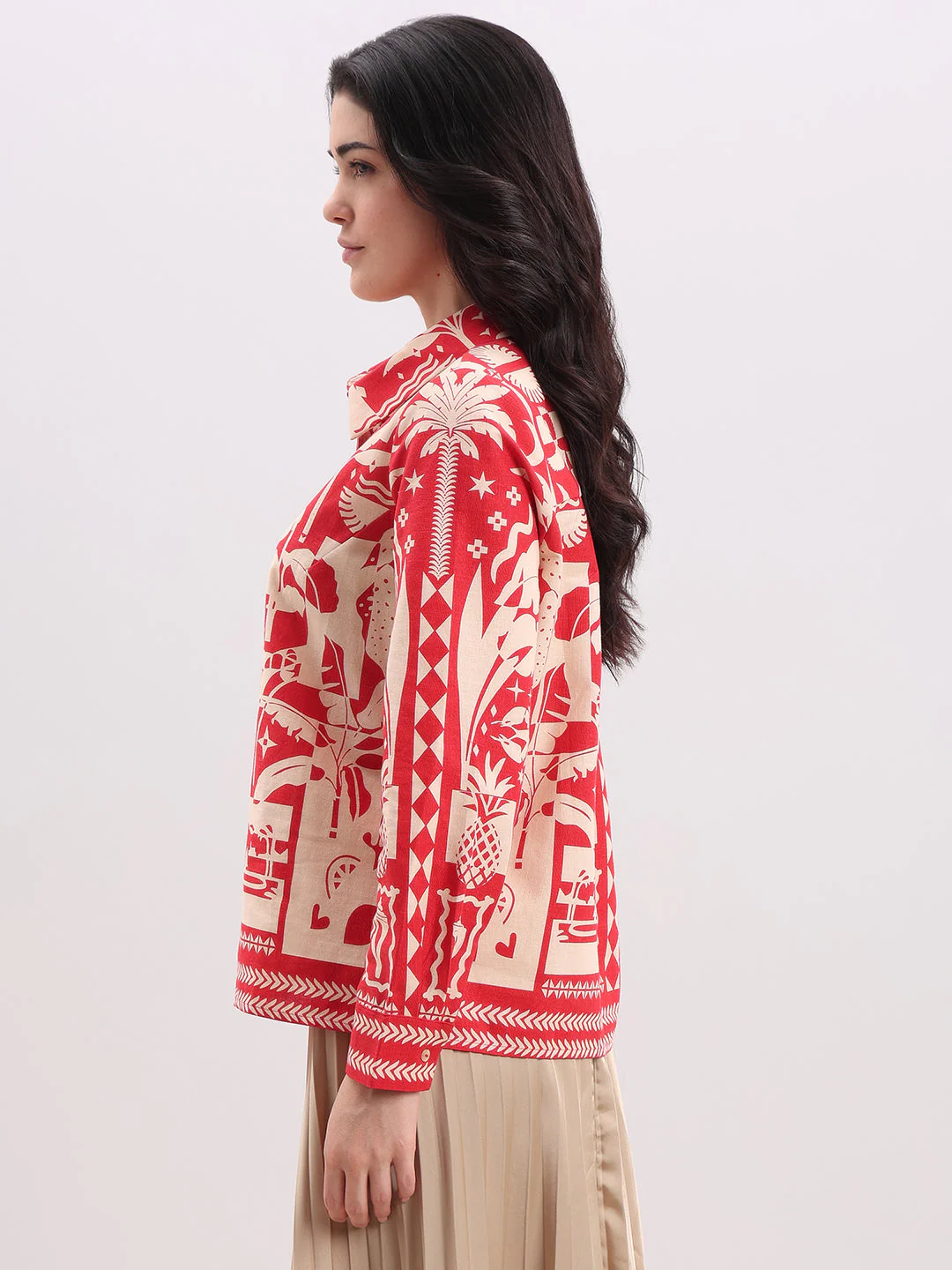 Ecru Printed Button-Down Shirt - Image 3