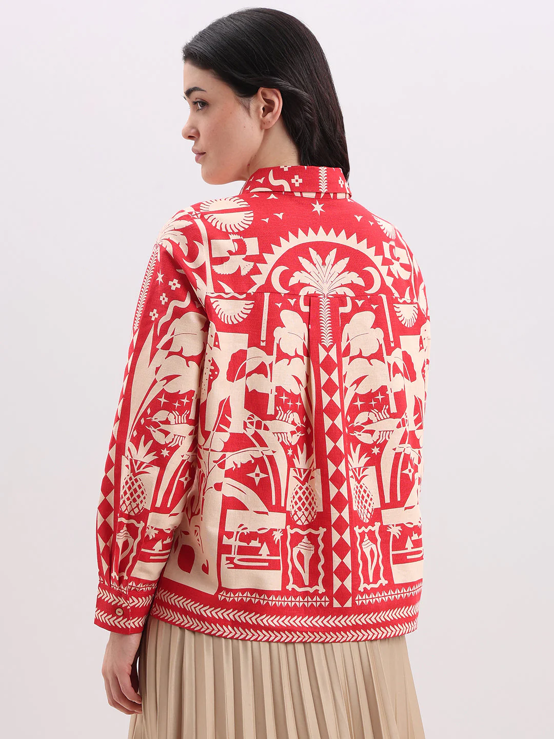 Ecru Printed Button-Down Shirt - Image 4