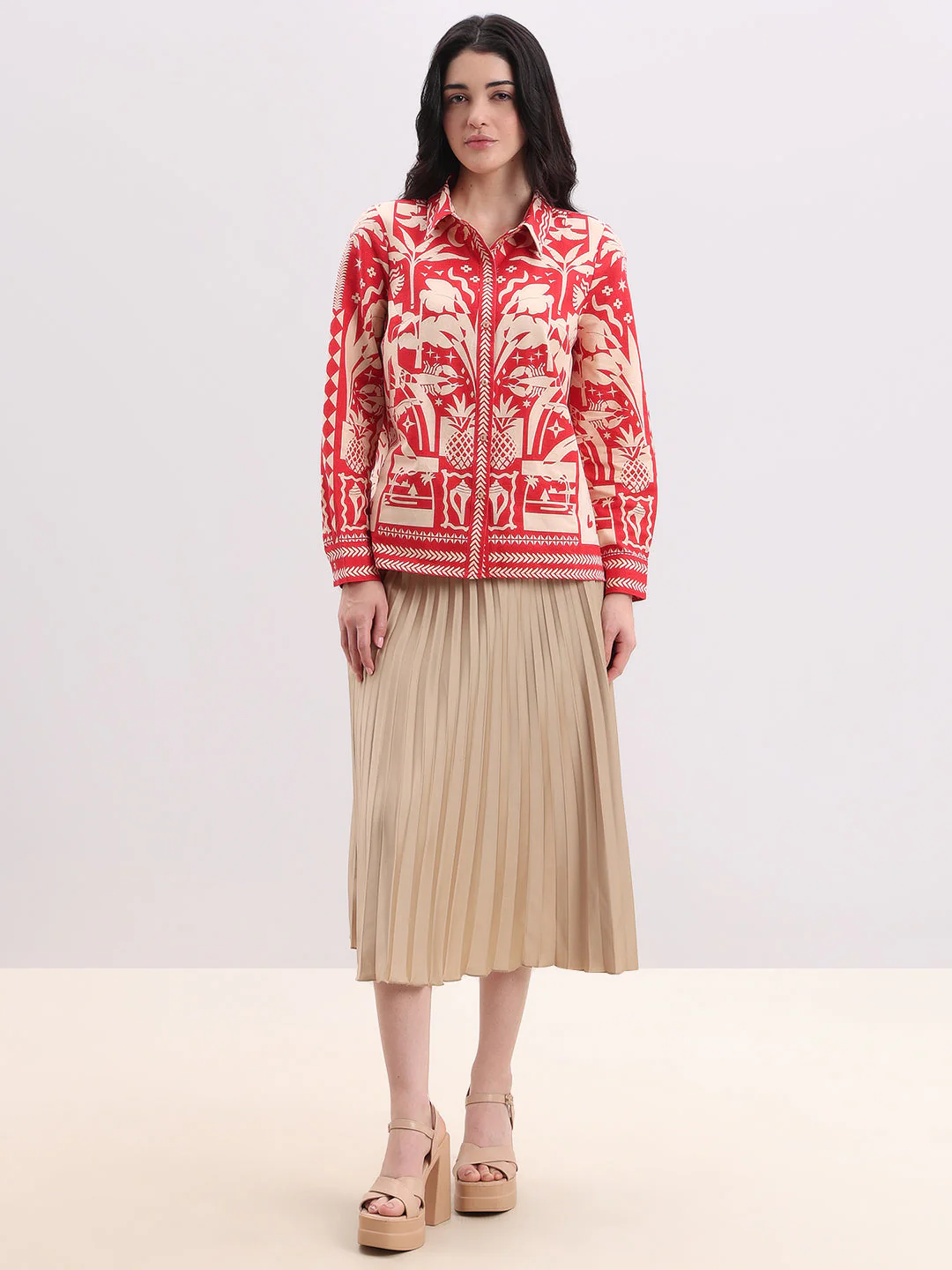 Ecru Printed Button-Down Shirt - Image 5