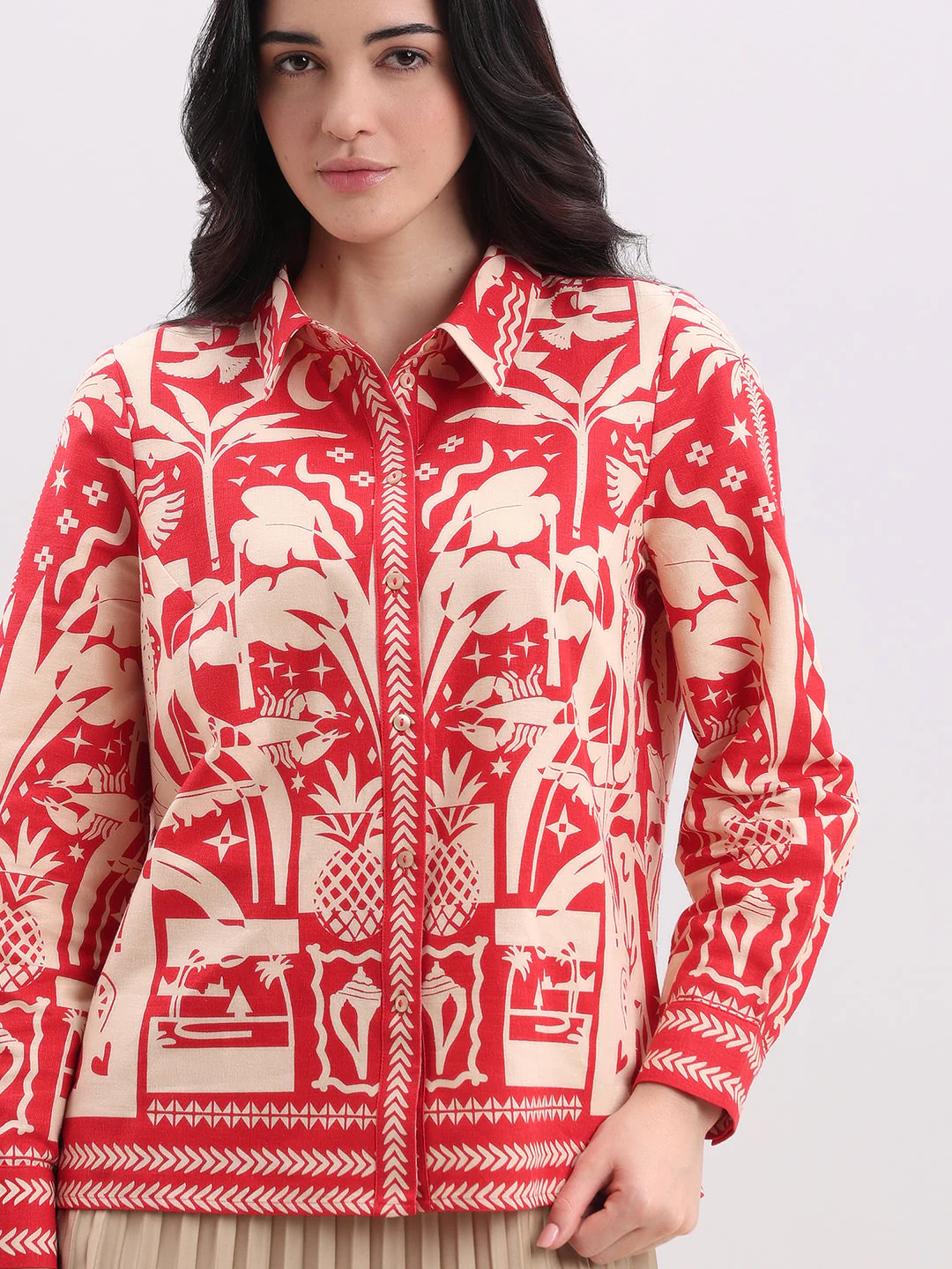 Ecru Printed Button-Down Shirt - Image 6